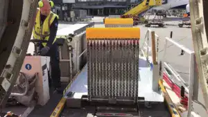 Power Stow HEA platform operating inside an aircraft cargo hold